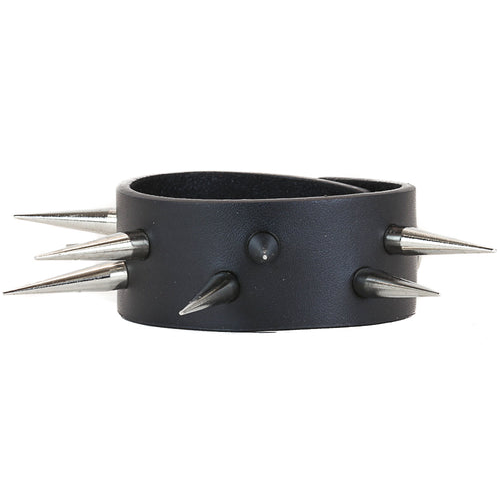 Single Row Slim Tall Spiked Wristband