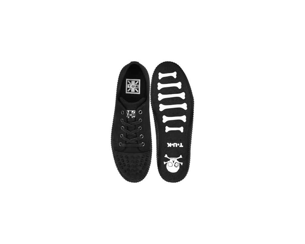 TUK Black Twill Spiked Lace Up Sneaker A3428
