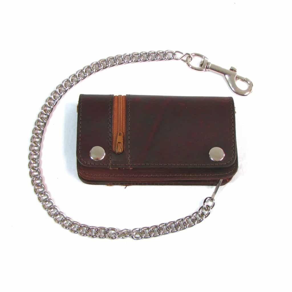 Side Zipper Brown Wallet