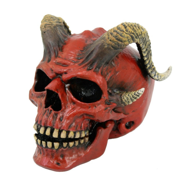 Red Demon Skull Figurine