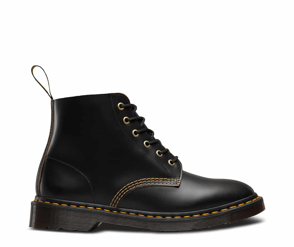 Martens 101 Black Vintage Smooth 6-Eye Boot - Main Image