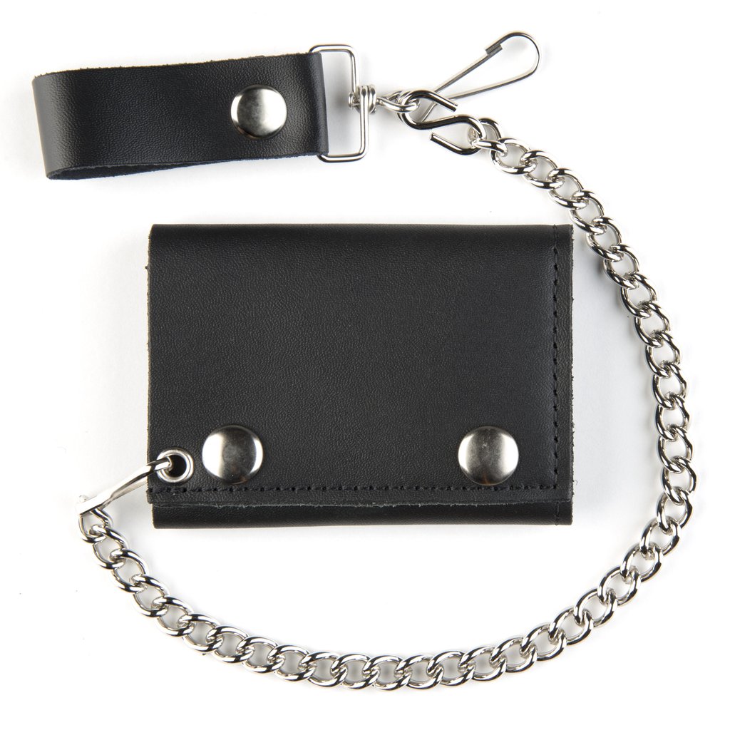 Black Tri-Fold Biker Wallet