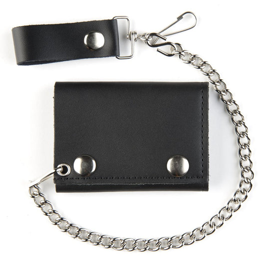 Black Tri-Fold Biker Wallet