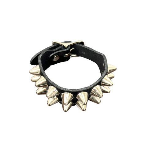 2 Row Cone Studded Leather Wristband
