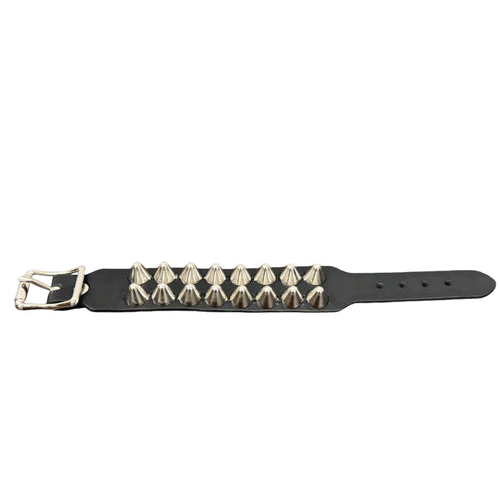 2 Row Cone Studded Leather Wristband