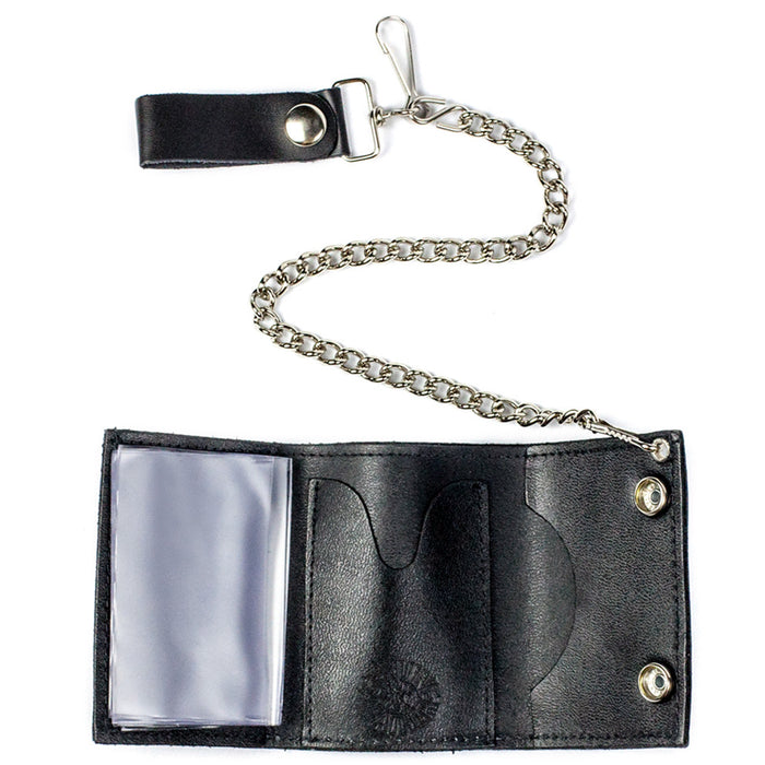 Motorcycle Tri-Fold Biker Wallet w/ Chain