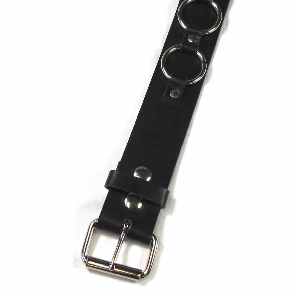 Bondage Strap Leather Belt w/ O Rings