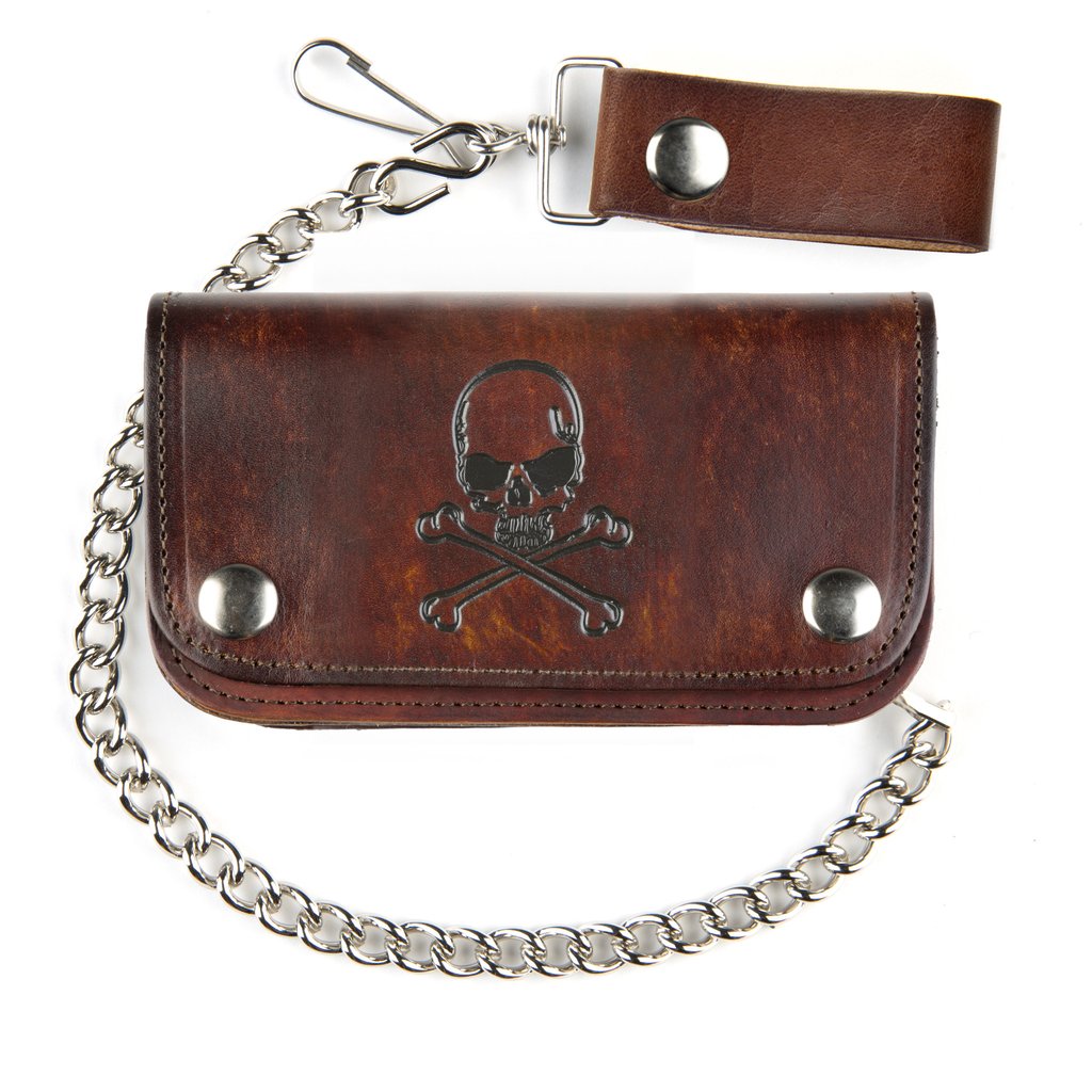Skull Crossbones Leather Wallet