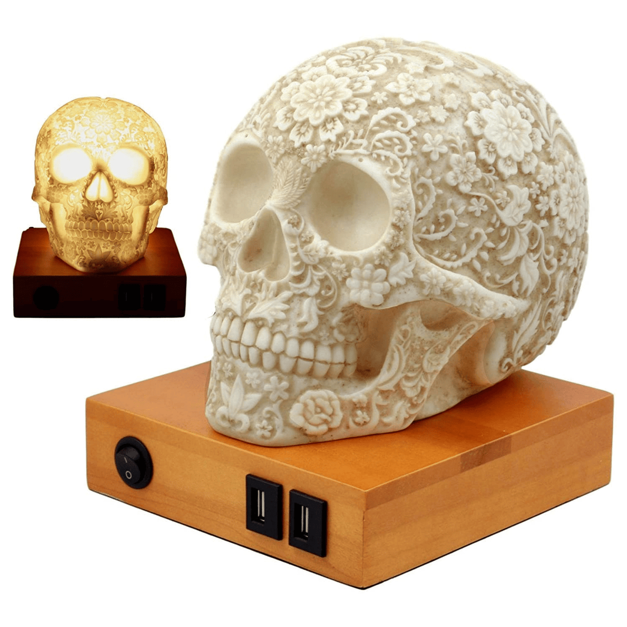 Floral Skull Table Lamp