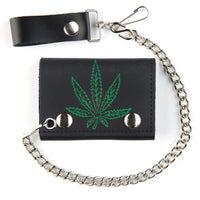 Thumbnail for Pot Leaf Tri-Fold Biker Wallet