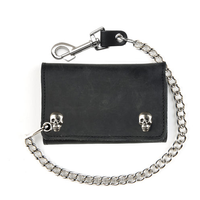 Thumbnail for Tri-Fold Chain Wallet w/ Skull Snaps