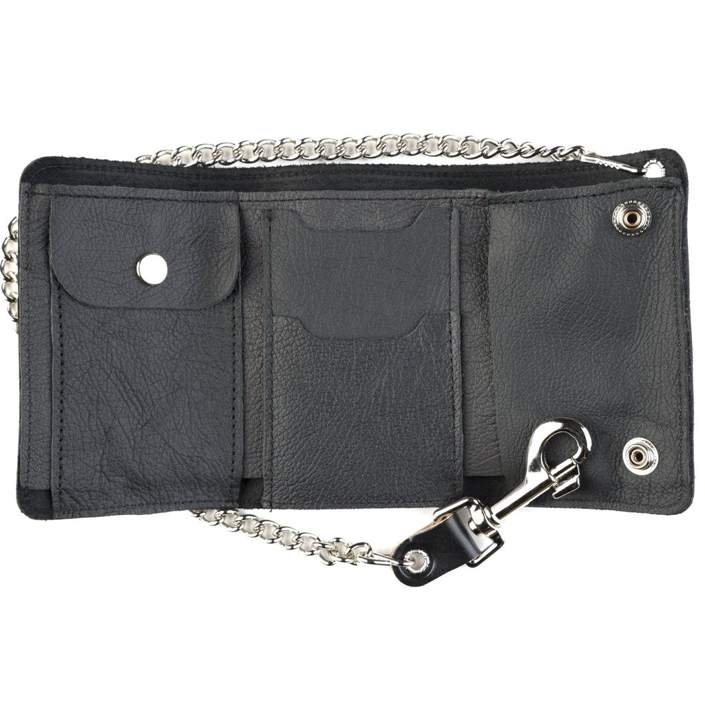 Skull and Crossbones embossed Mid-Size Wallet w/Chain