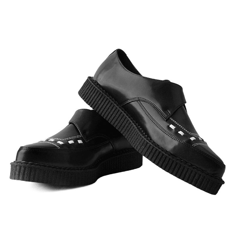 TUK Black White Leather Pointed Creeper A3017