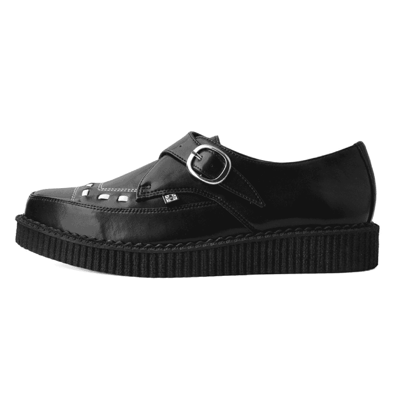 TUK Black White Leather Pointed Creeper A3017