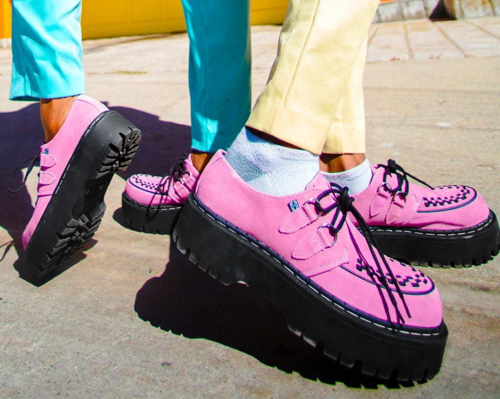 TUK Pink Suede Double Decker Creeper