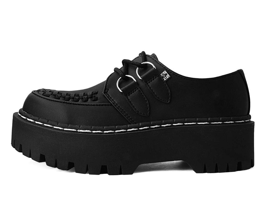 TUK Black Leather Double Decker Creeper A3050