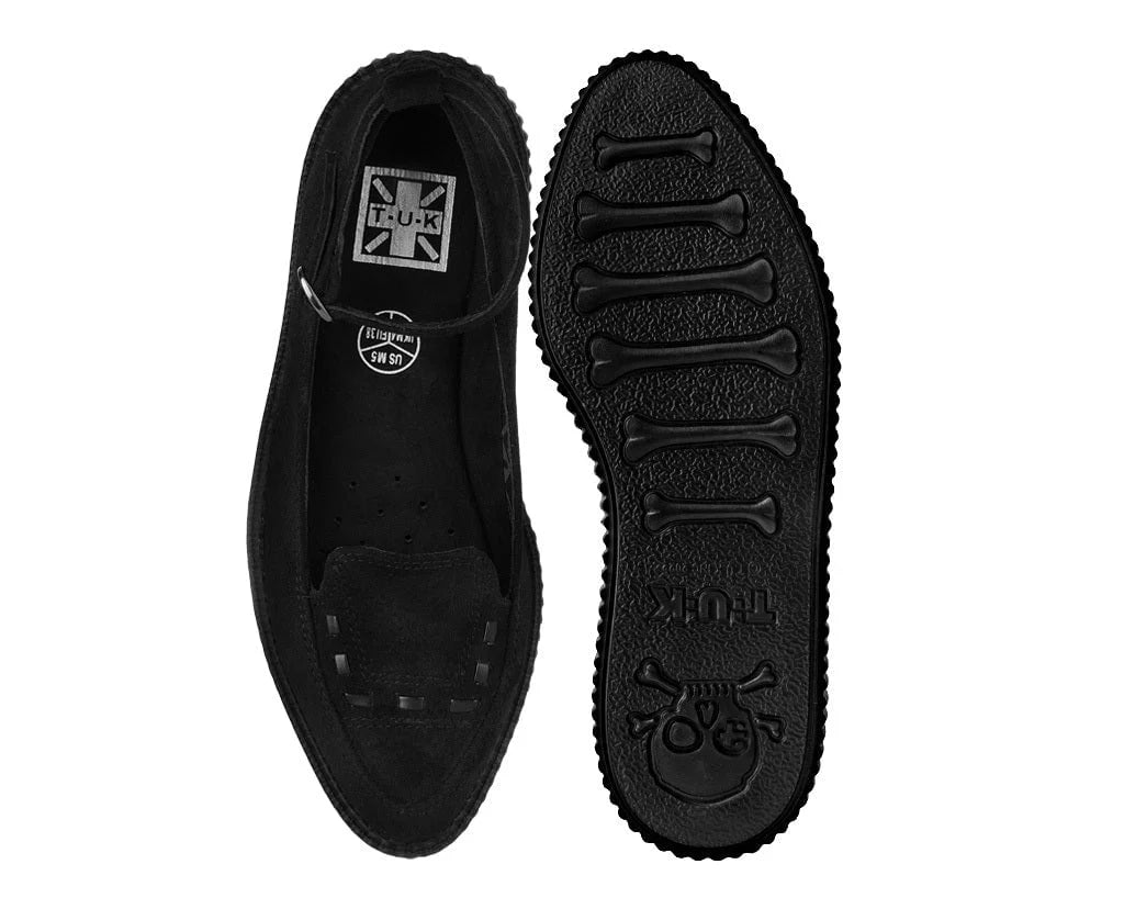 TUK Black Pointed Interlace Ballet Strap Creeper A3418l