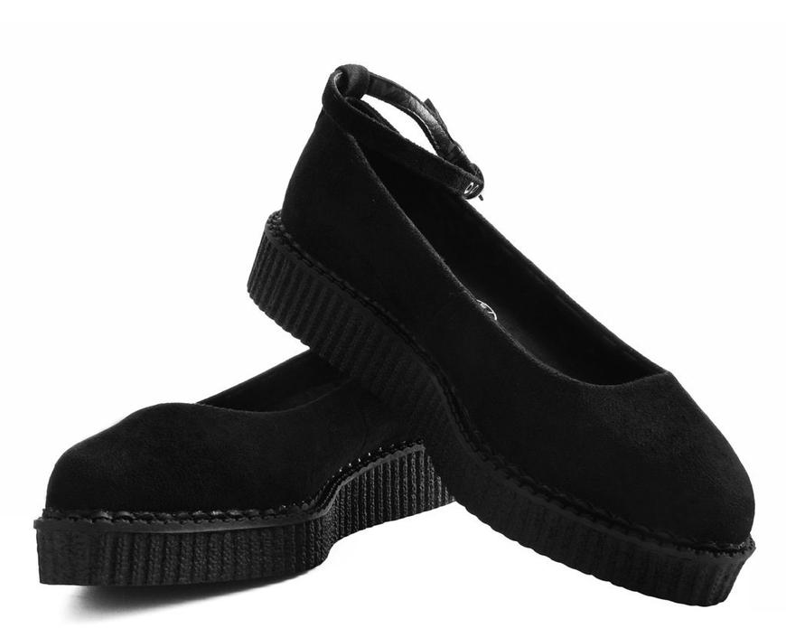 TUK Black Pointed Ballet Creeper Ankle Strap A9416