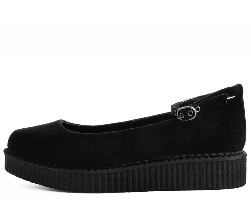 TUK Black Pointed Ballet Creeper Ankle Strap A9416