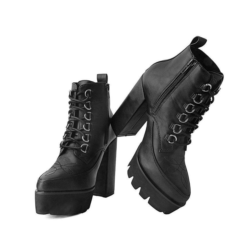 T.U.K. Black 6-Ring Patent Platform Heel A9698L