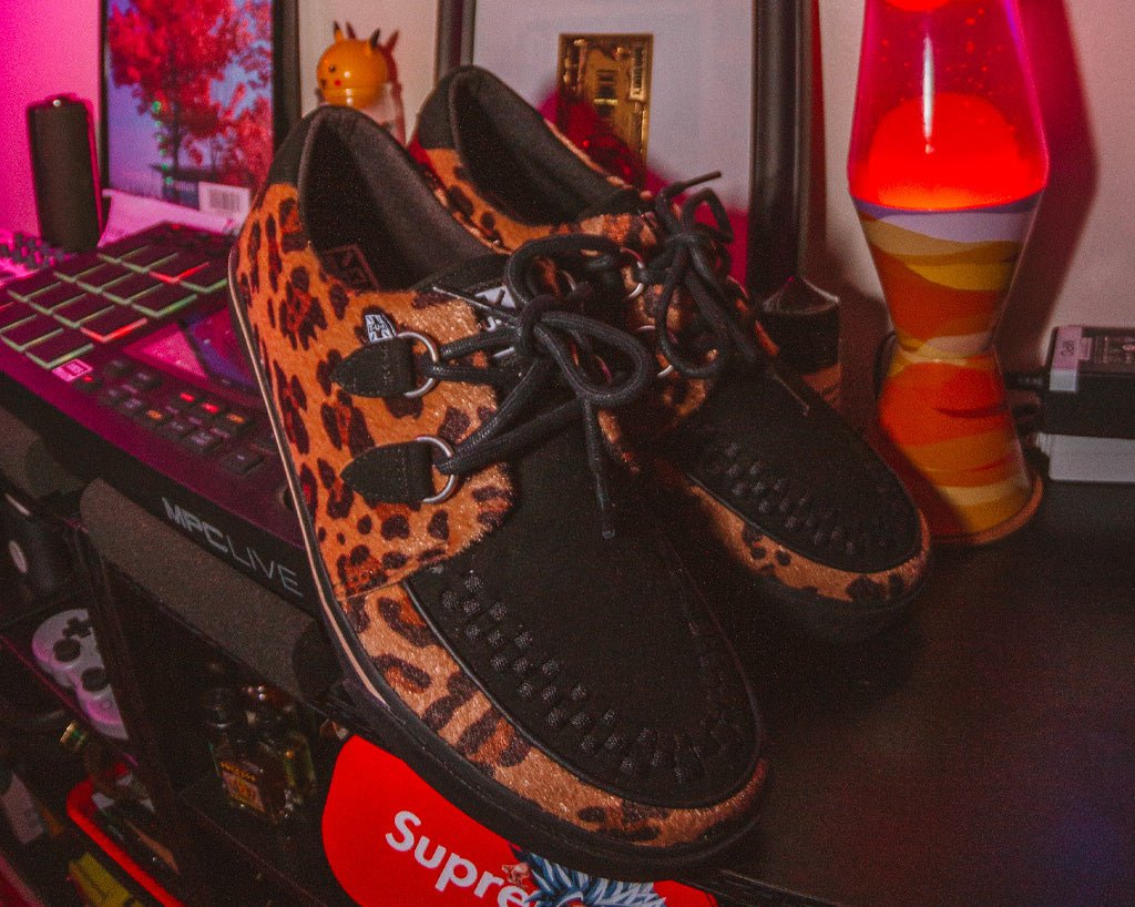 TUK Black & Tan Leopard Sneaker Creeper A9946