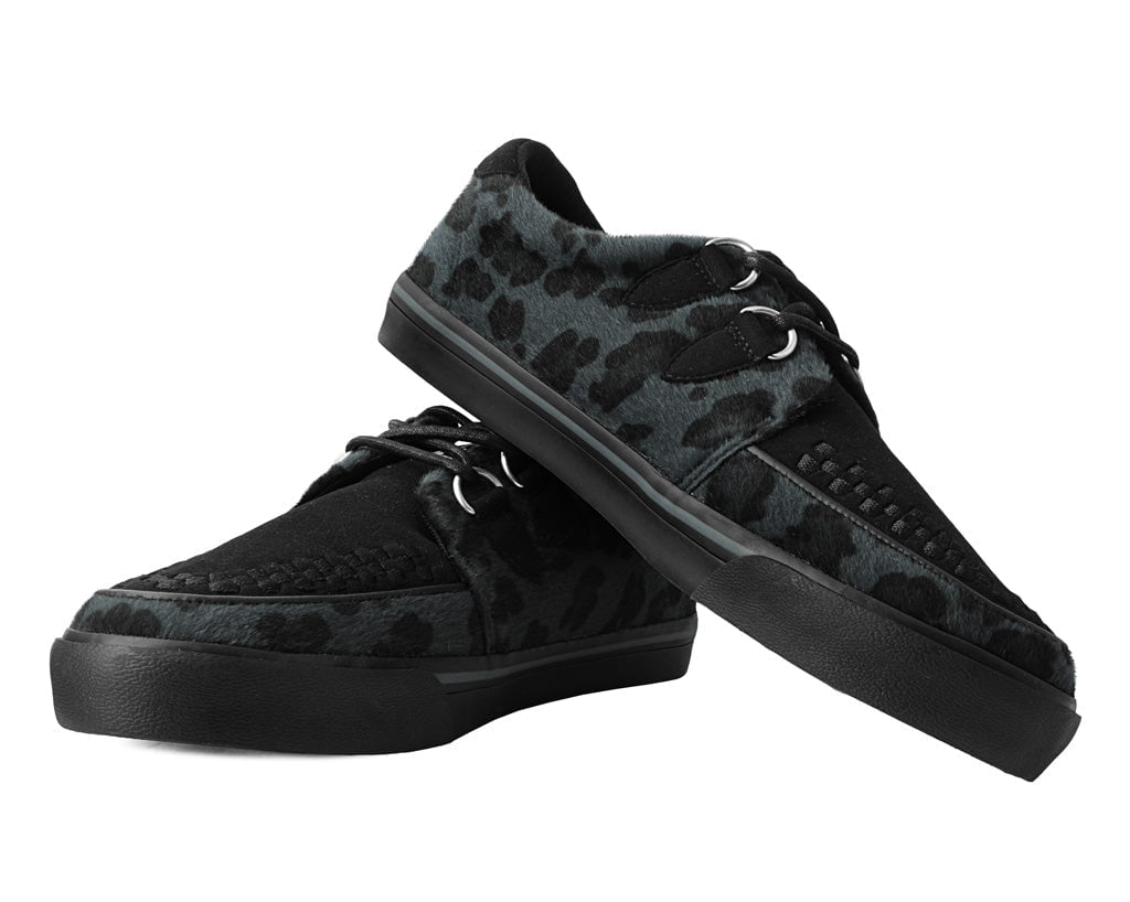 TUK Black & Grey Leopard Sneaker Creeper A9948