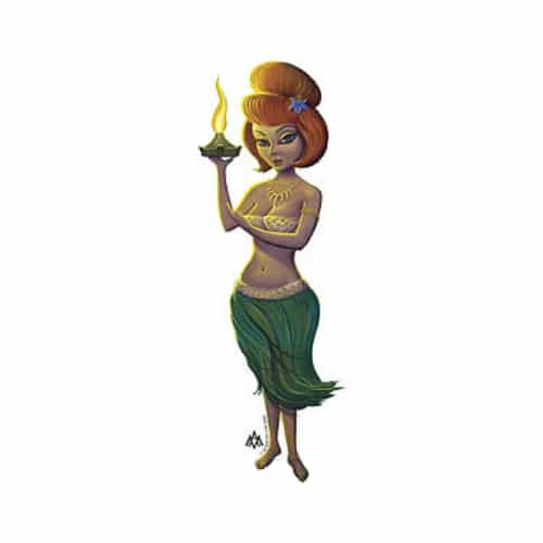 Aaron Marshall Red Head Hula Girl Sticker