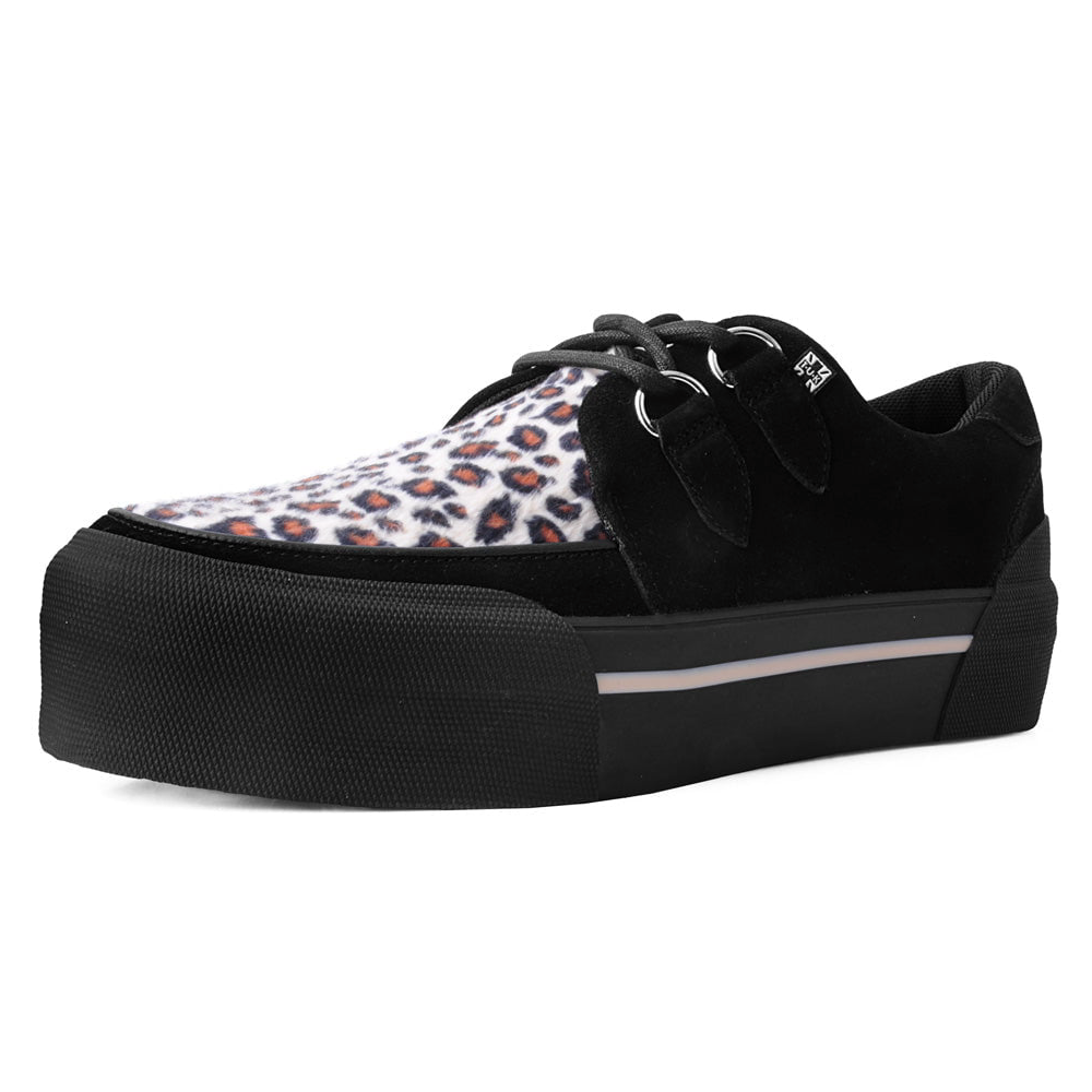TUK Black/Leopard Suede Platform Creeper Sneaker