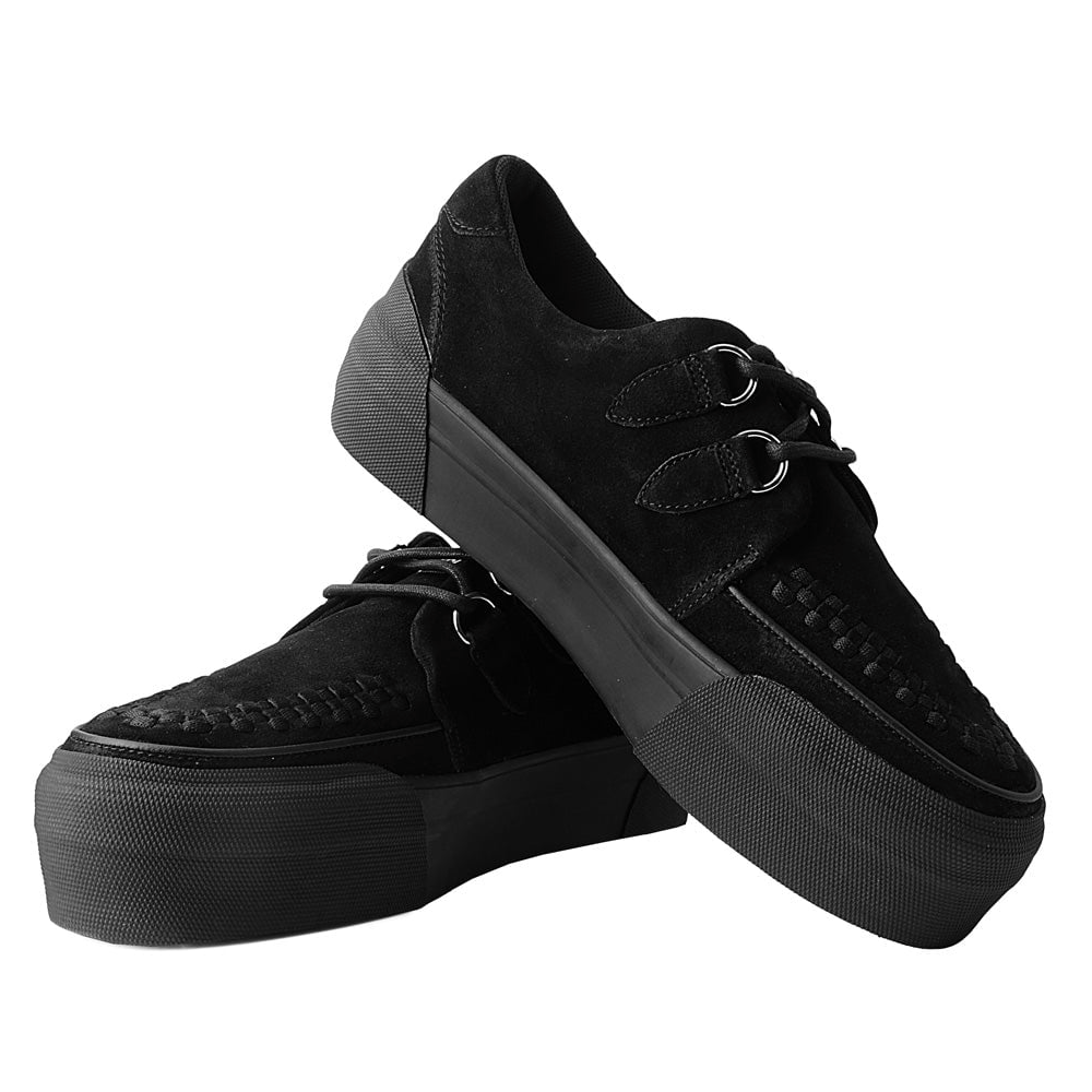 TUK Black Suede Platform Creeper Sneaker – Red Zone