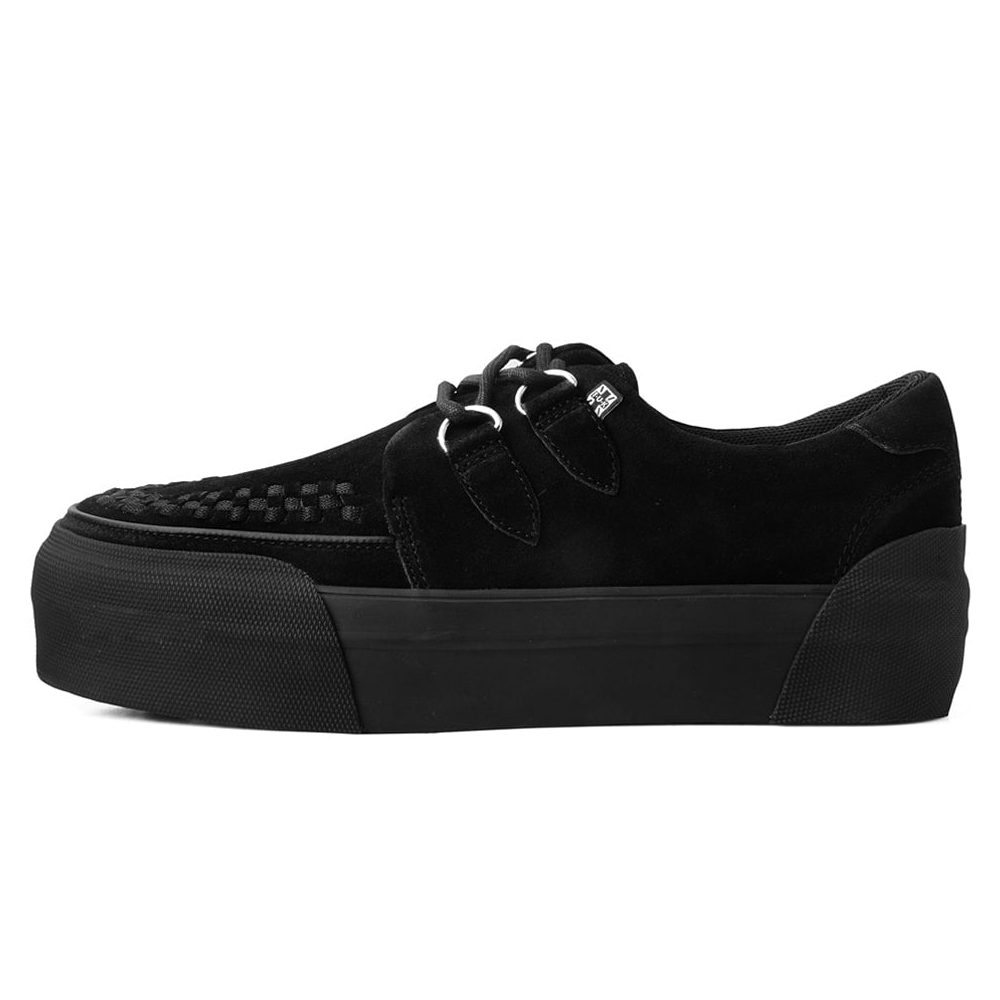 TUK Black Suede Platform Creeper Sneaker – Red Zone