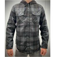Thumbnail for Black and Gray Hooded Flannel