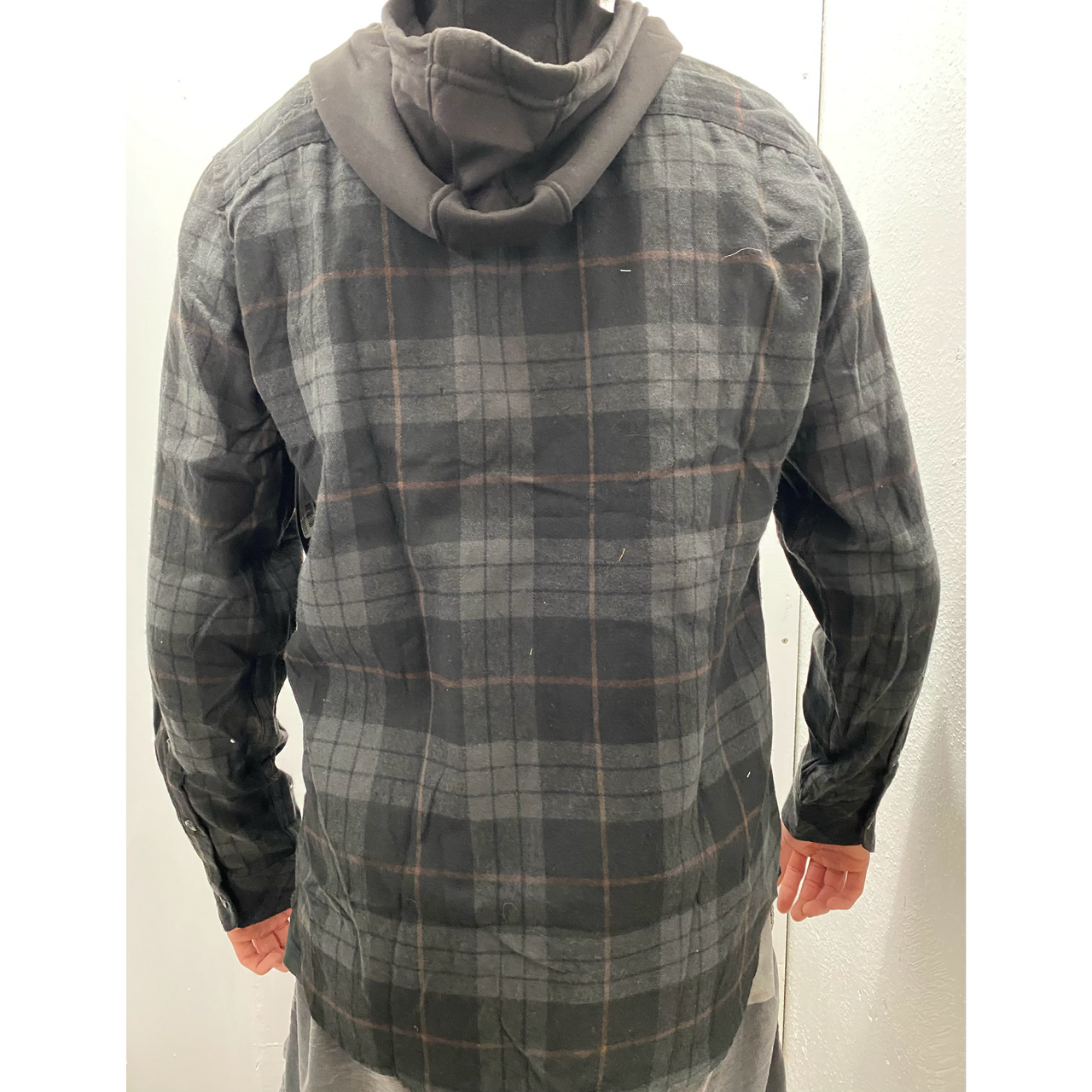 Black and Gray Hooded Flannel