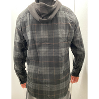 Thumbnail for Black and Gray Hooded Flannel