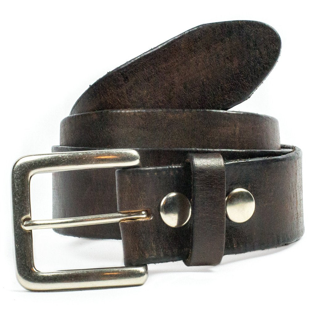 Plain Leather Belt Distressed Brown