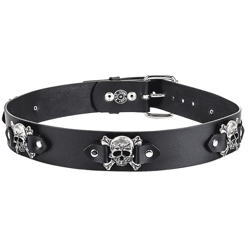 Skull and Crossbones Leather Belt