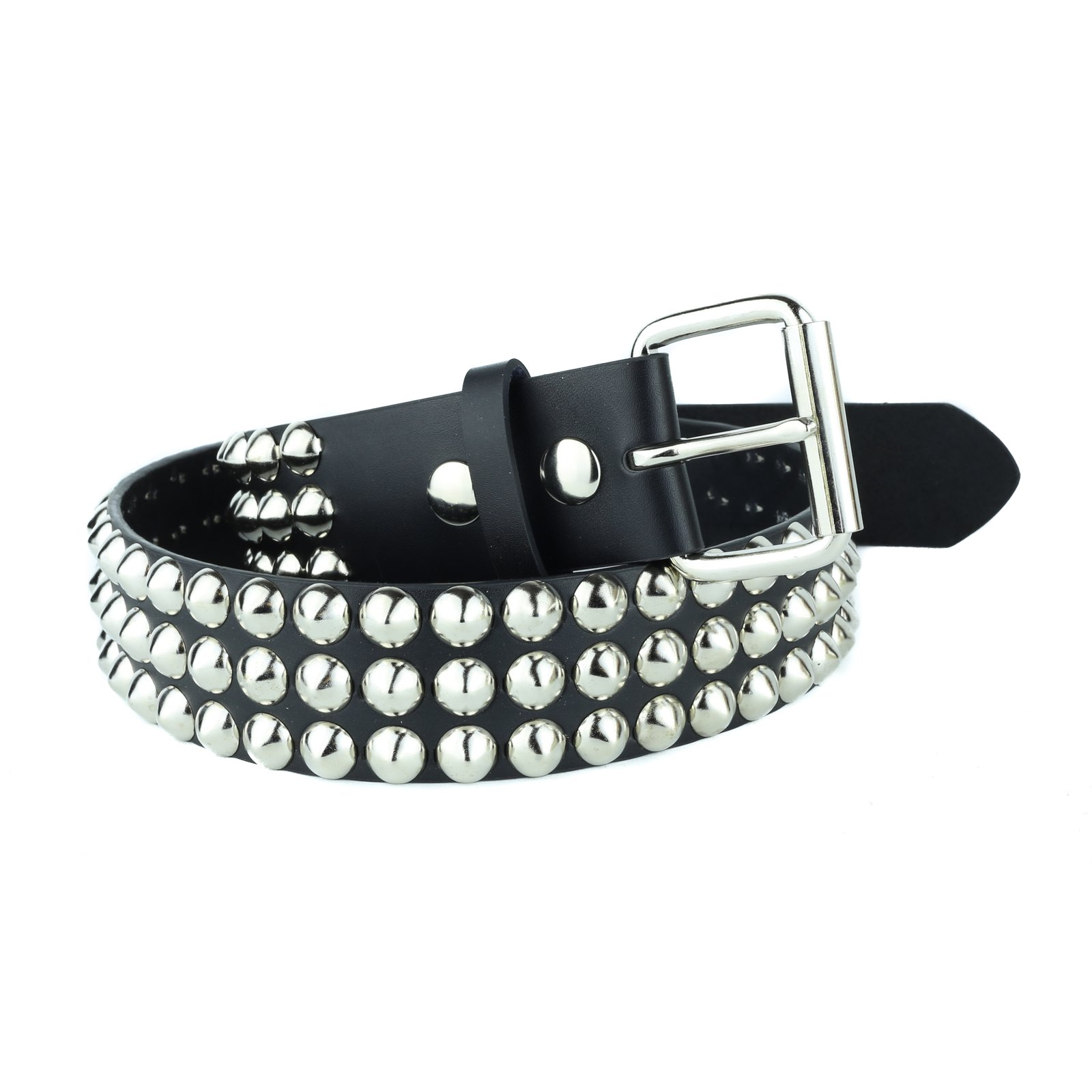 3 Row Conical Studded Leather Belt