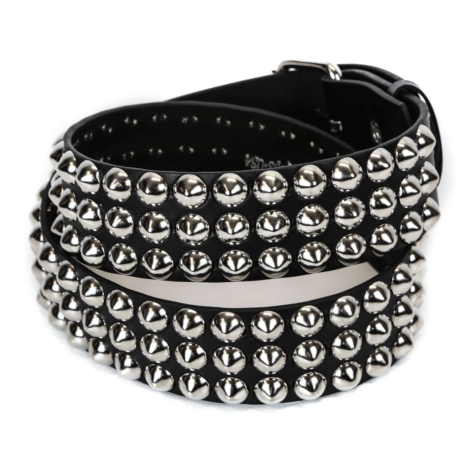 3 Row Conical Studded Leather Belt