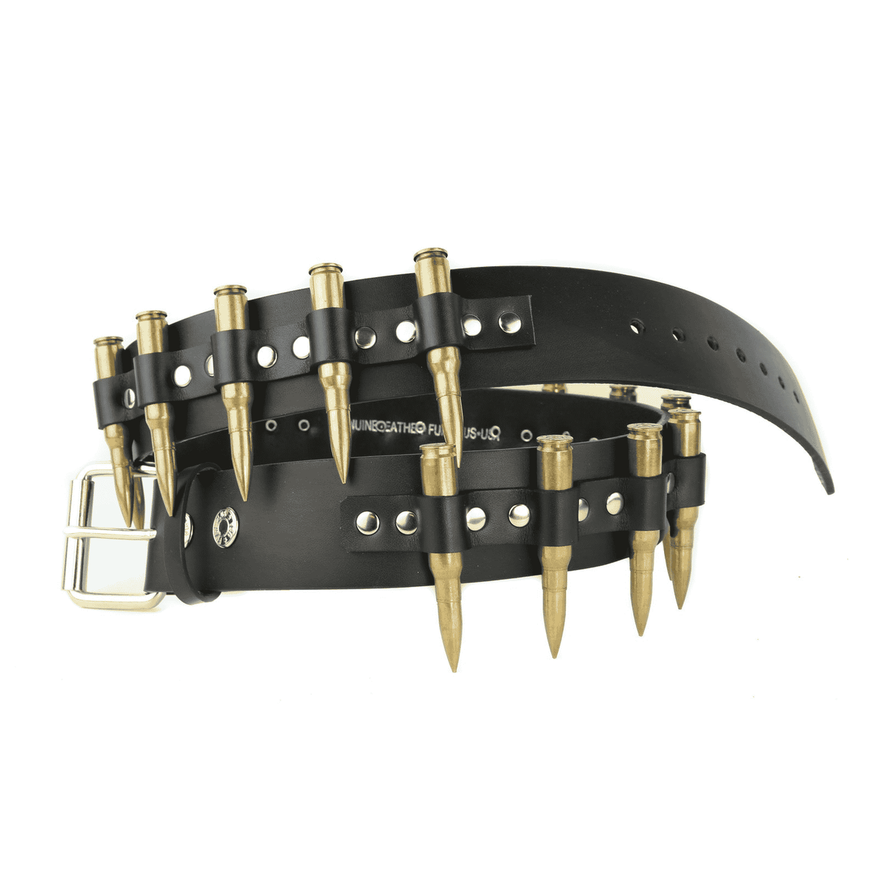 Brass Bullet Leather Belt