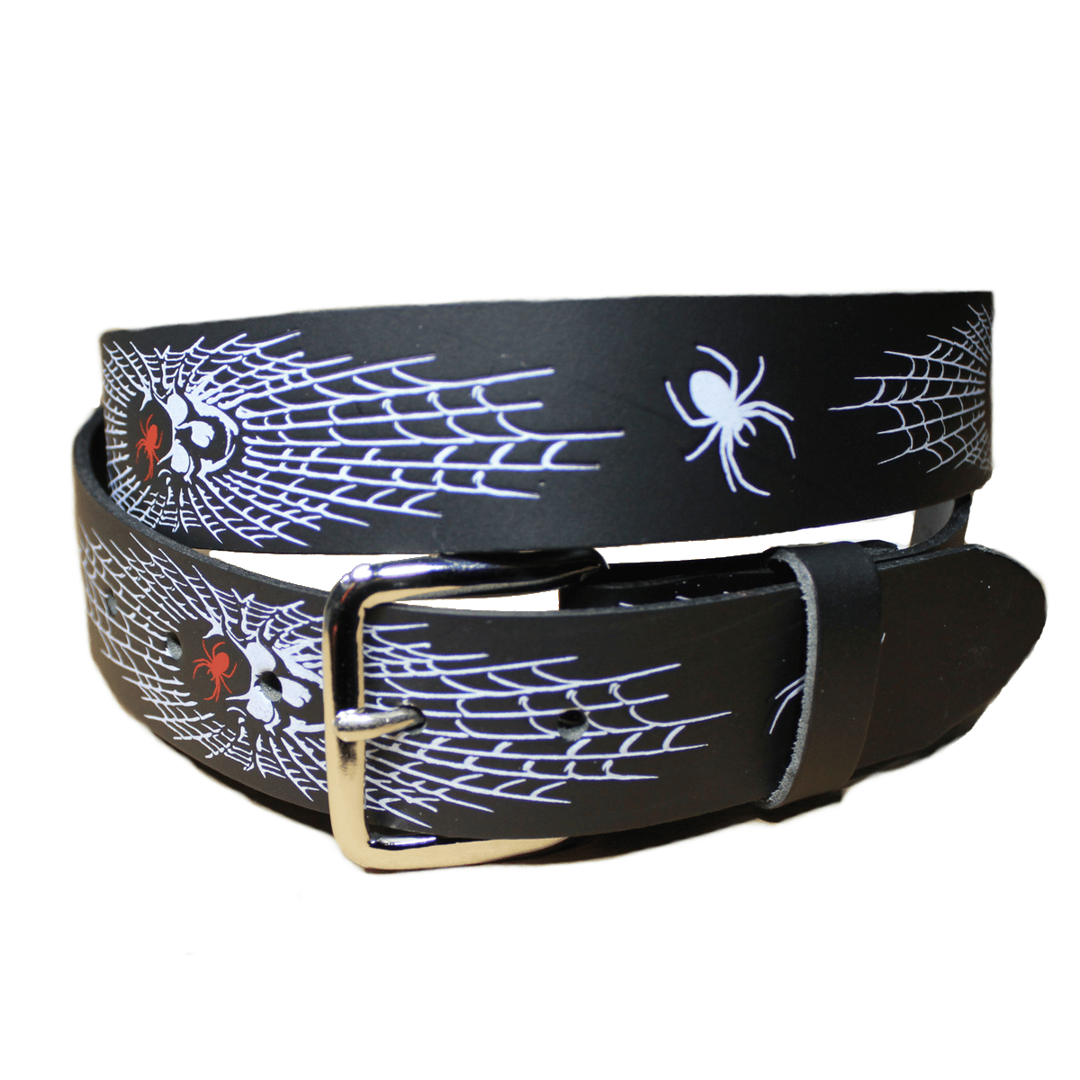 Spiderweb Leather Belt Black