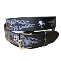 Thumbnail for Spiderweb Leather Belt Black