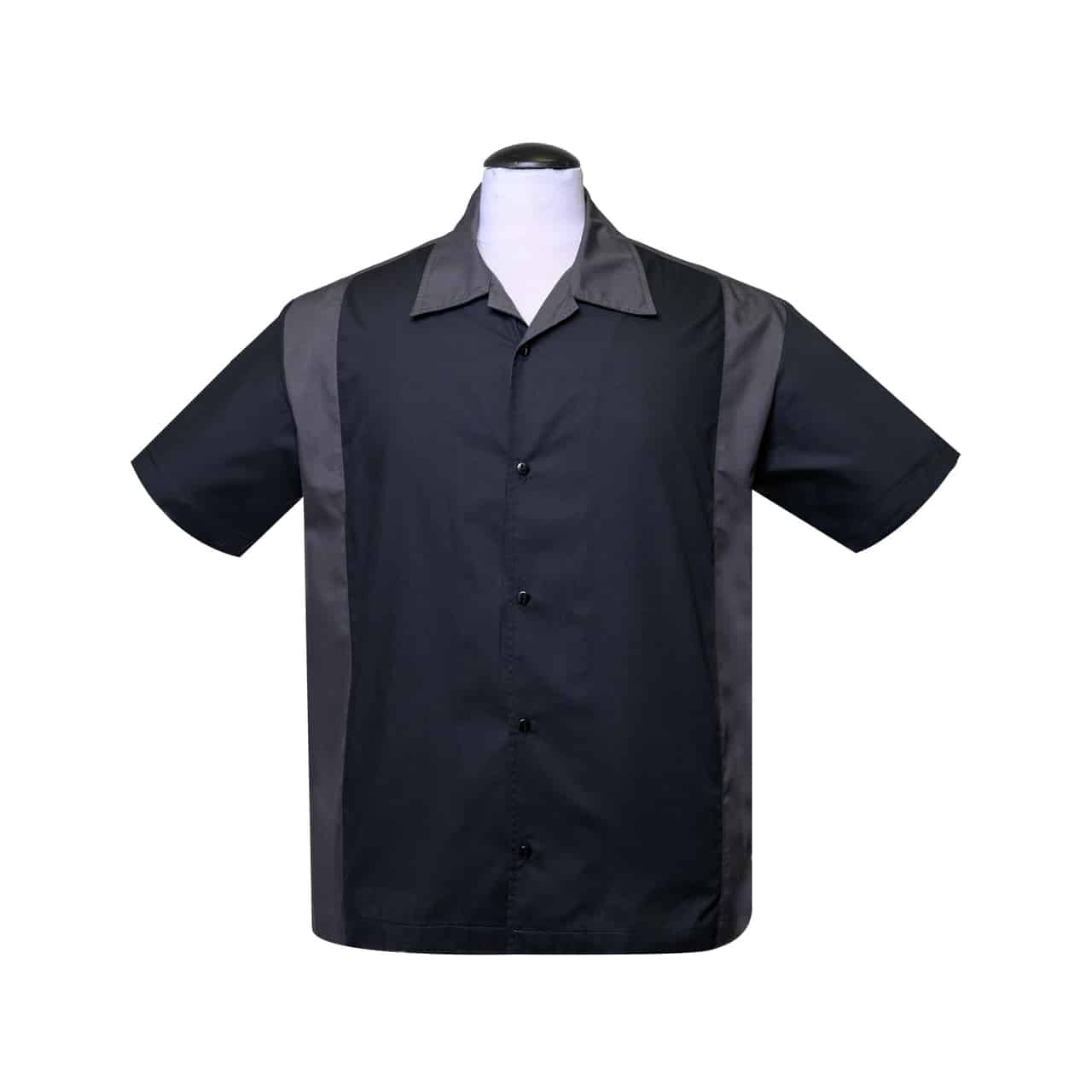 Black and Charcoal Bowling Shirt