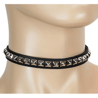 Thumbnail for Single Row Pyramid Stud Leather Choker