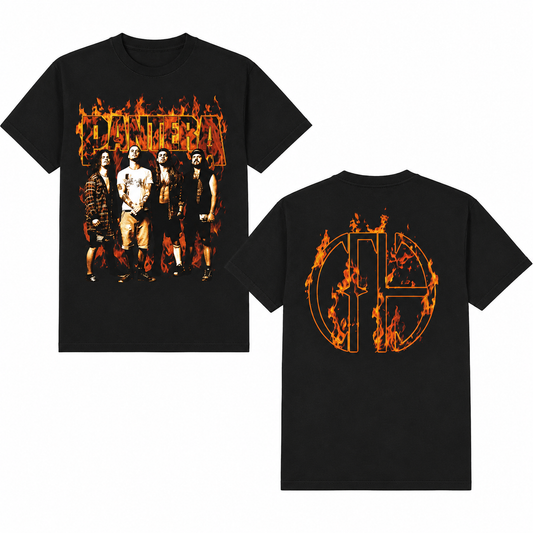 Pantera Flames Group Photo T-Shirt