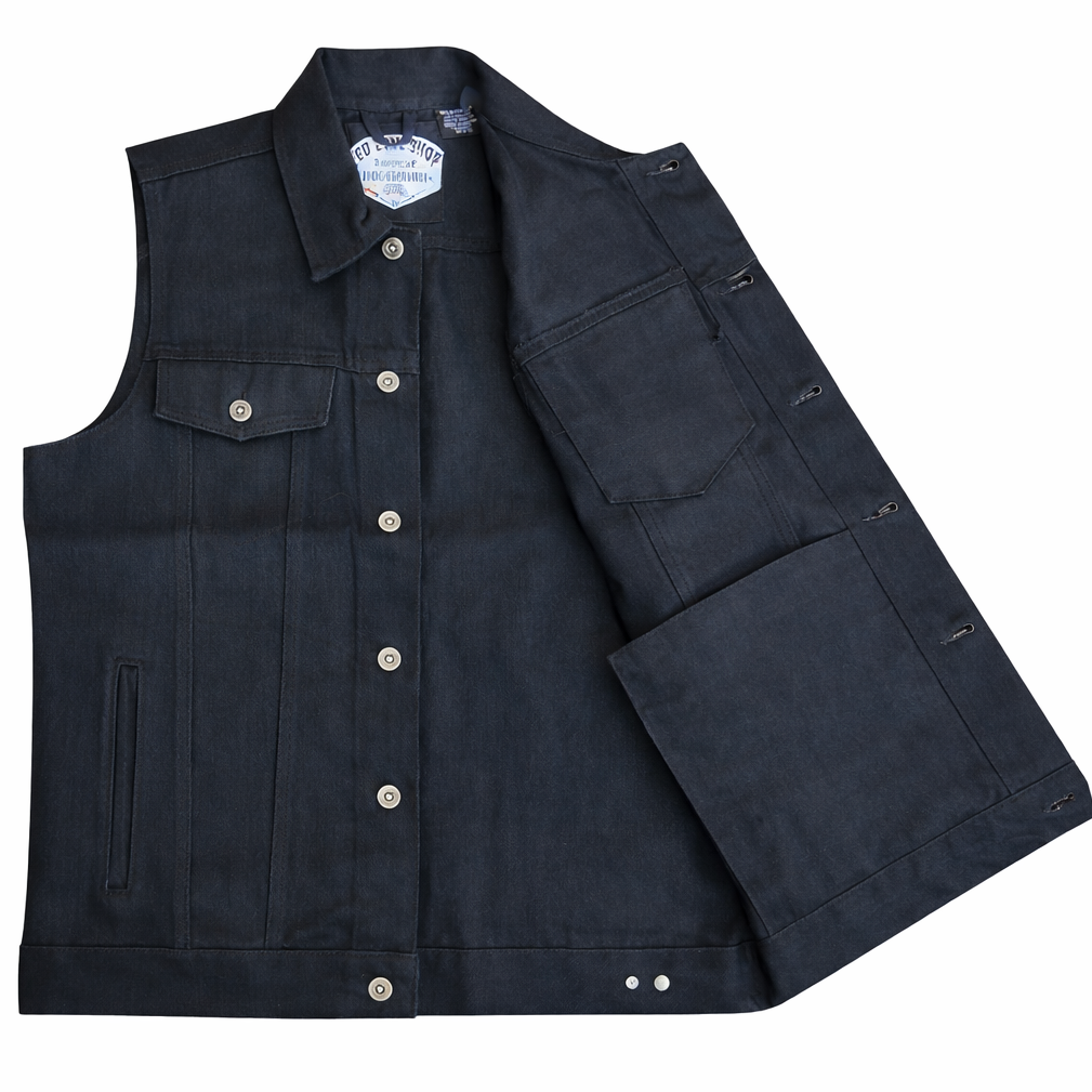 Men's Black Denim Battle Vest