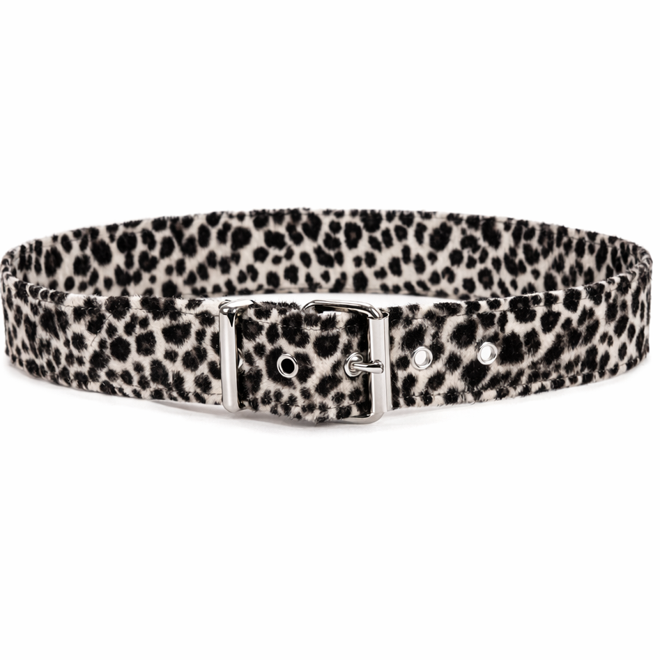 White Leopard Fuzzy Fur Belt