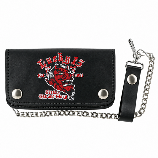 Lucky 13 Wallet Grease Gas and Glory 6” Bi-fold w/ Chain