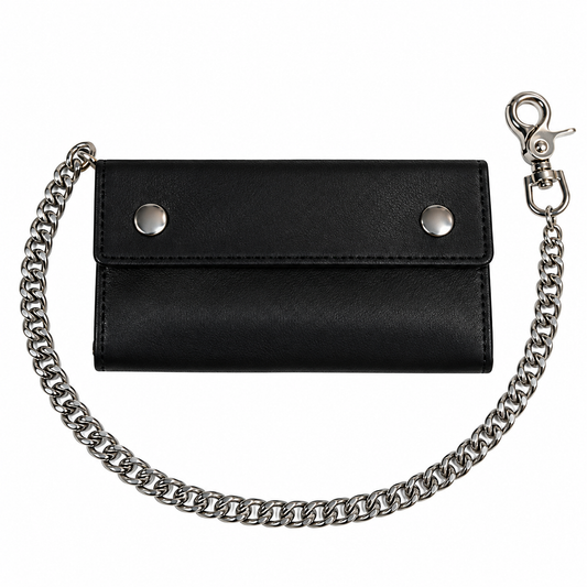 Large Soft Bi-Fold Wallet w/ Chain