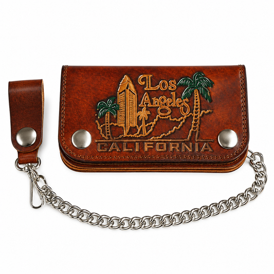 Los Angeles Antique Leather Wallet w/ Chain