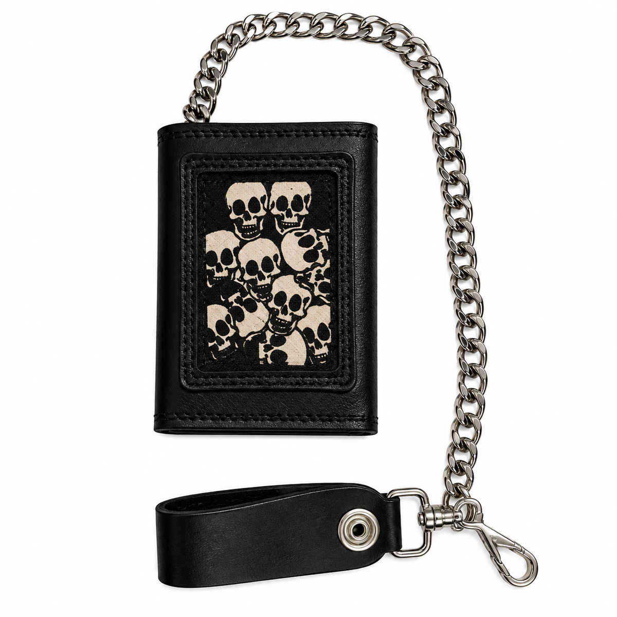 Skulls Tri-Fold Wallet w/ Chain