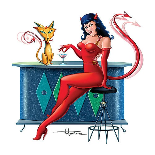 Doug Horne Devil Girl and Her Cat Sticker